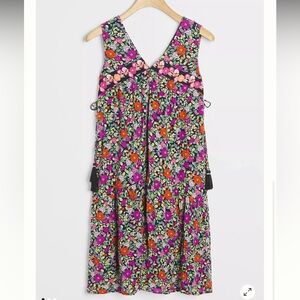 Anthropologie Aida Floral Embroidered Dark Boho Mini Dress Women’s Sz S